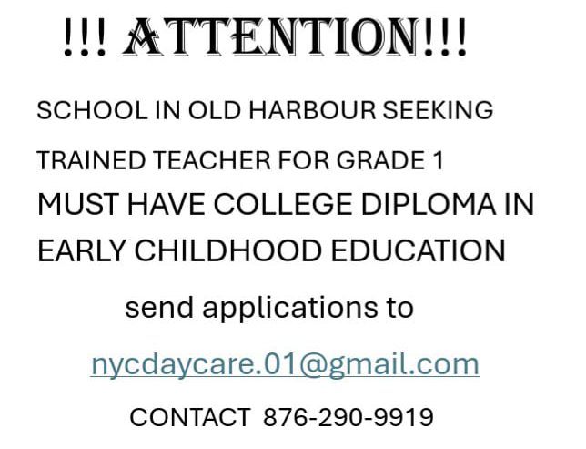 Seeking trained teacher for grade 1